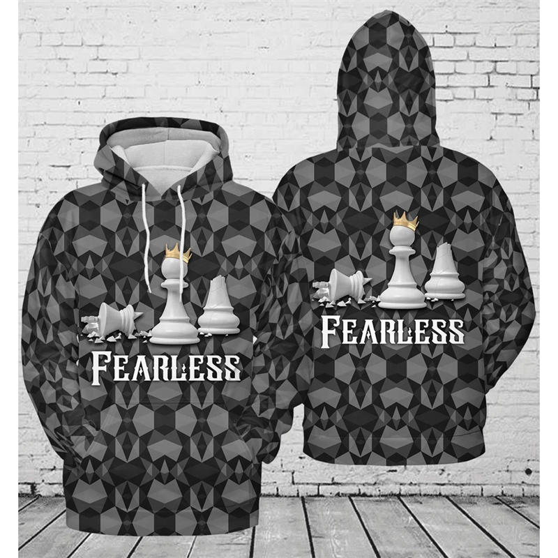 3D Printing Chess - Grafisch Schaak Heren Modeprint Hoodie Streetwear