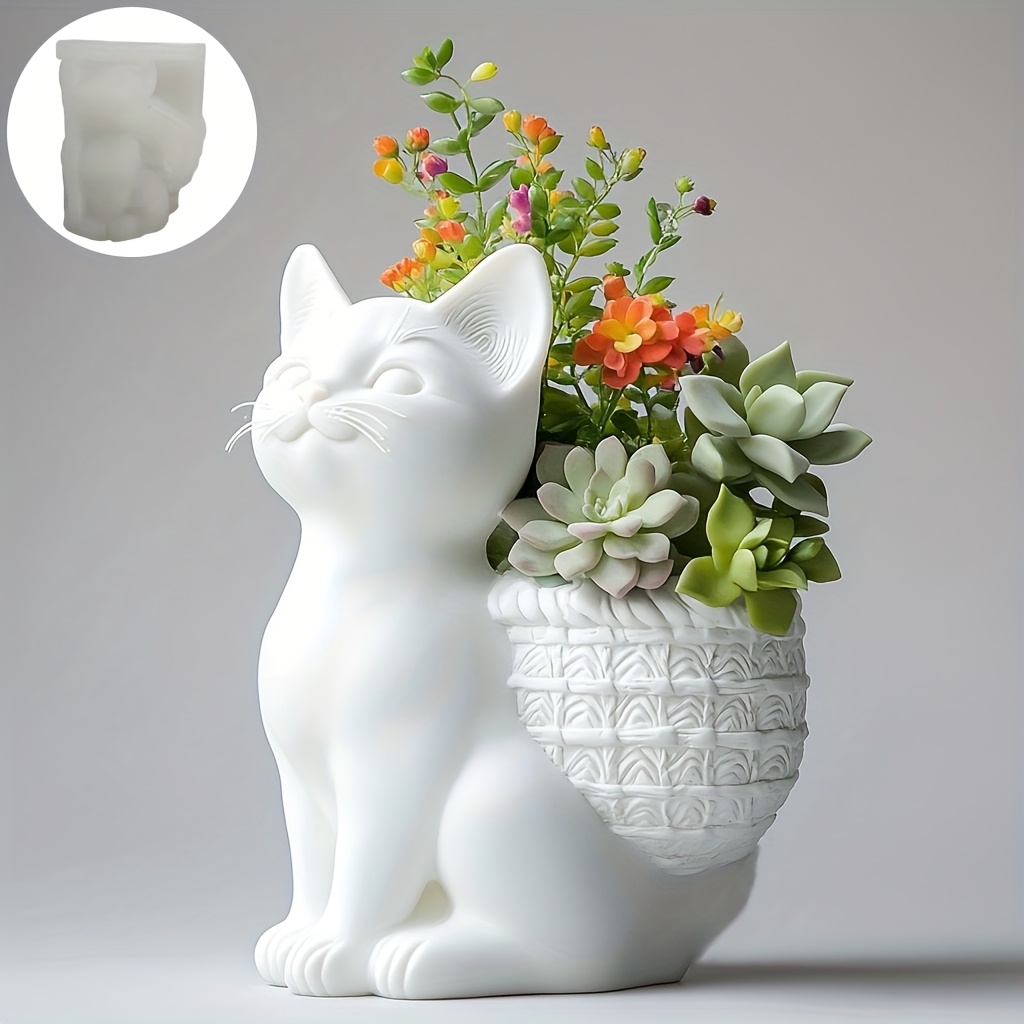 3D Printing Concrete - DIY 3D hurkende kat succulent planten