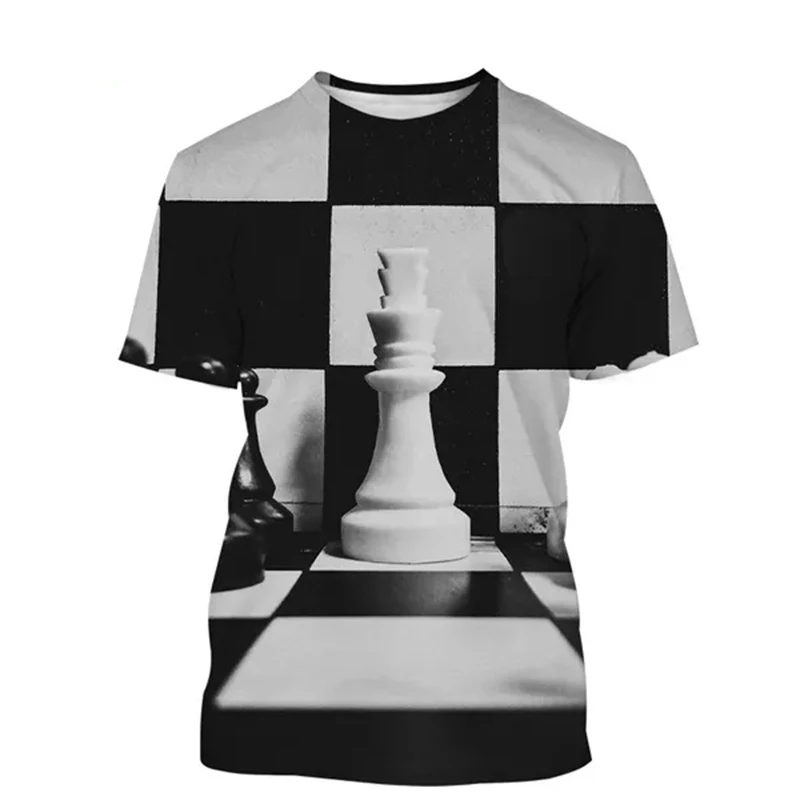 3D Printing Chess - Schaken T-shirt 3D-printen Ontwerp Mode O-hals