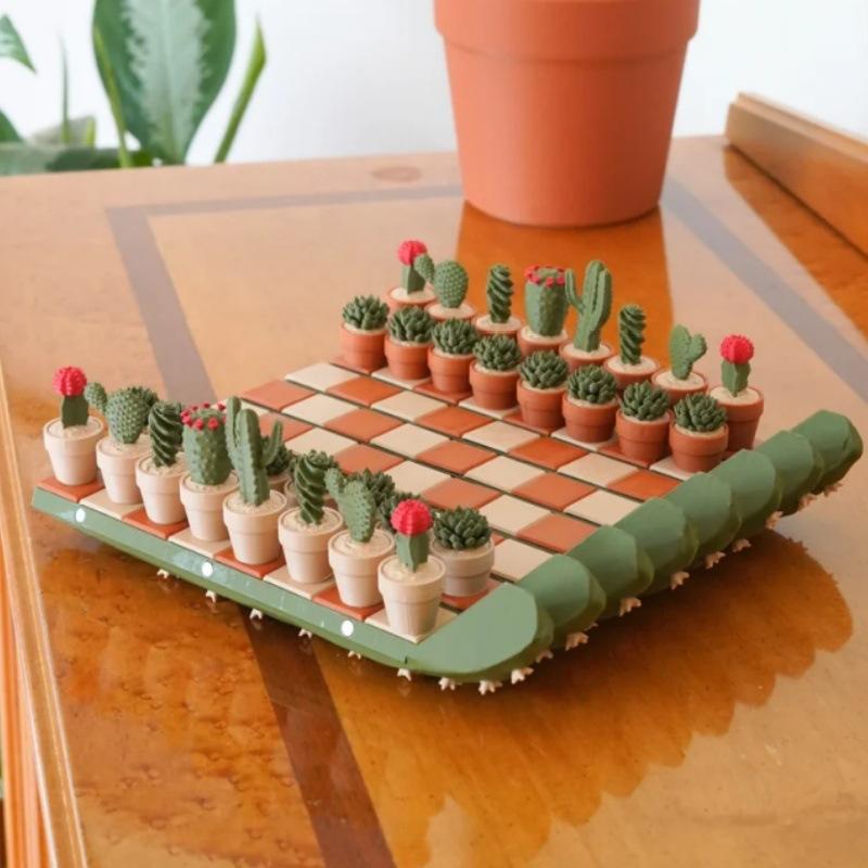 Cactus schaakset 3D geprint cr - 3D Printing Chess recensie en prijs