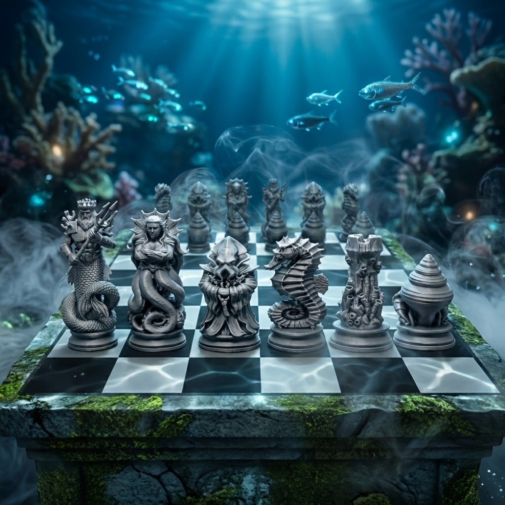 16-delige Ocean Myth schaakfig - 3D Printing Chess recensie en prijs