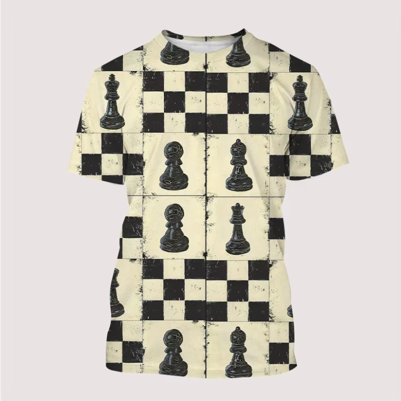 Nieuwe Mannen T-shirt 3D Print - 3D Printing Chess recensie en prijs