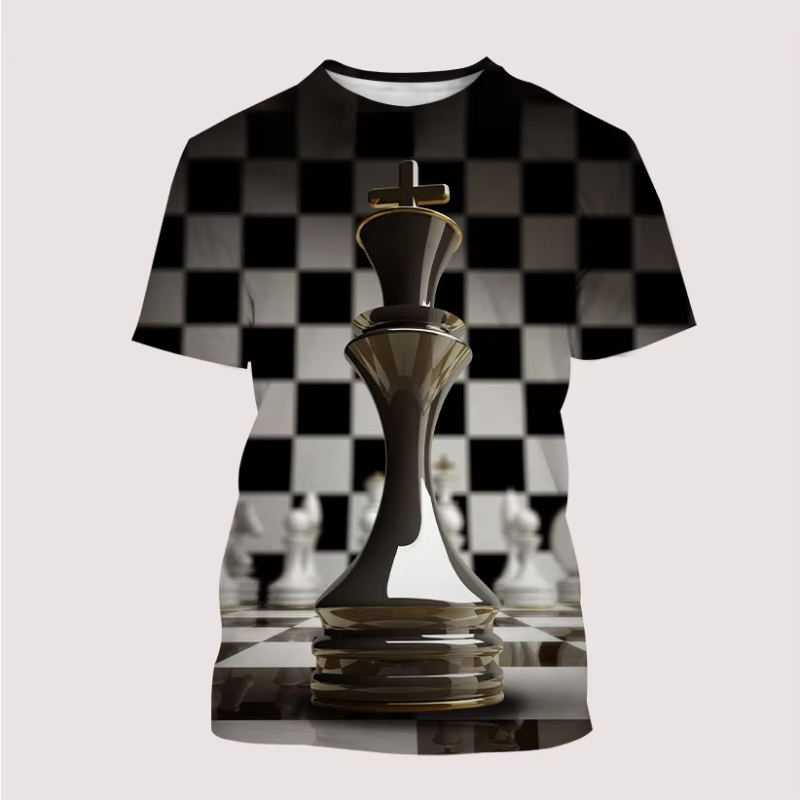 Nieuwe Mannen T-shirt 3D Print - 3D Printing Chess recensie en prijs