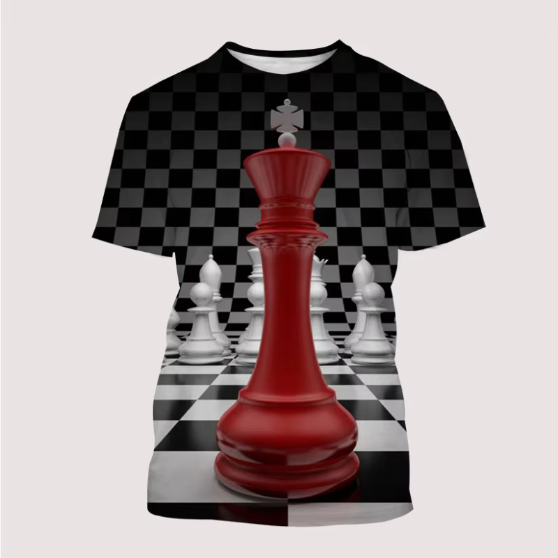 Nieuwe Mannen T-shirt 3D Print - 3D Printing Chess recensie en prijs