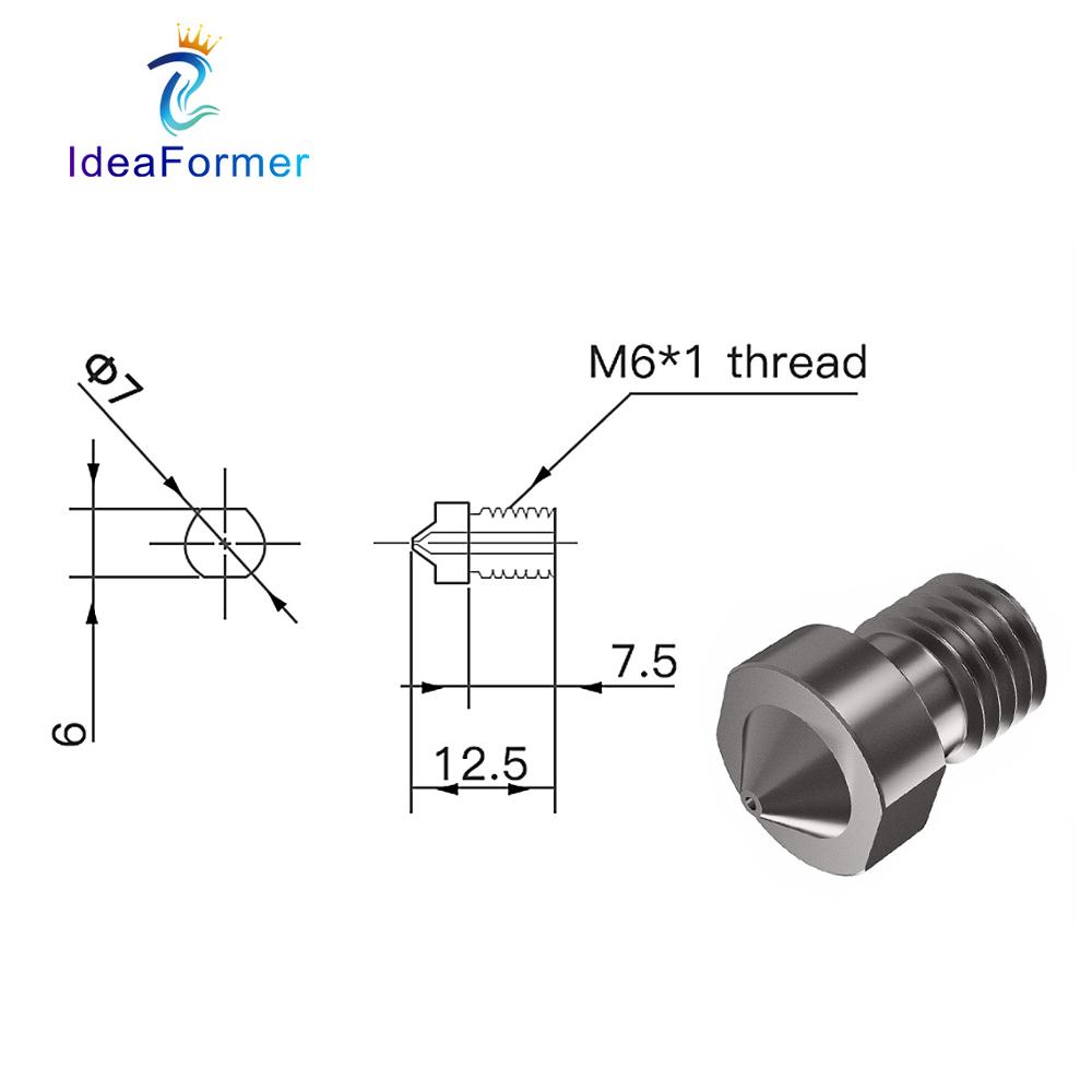 V6 Nozzle Gehard Staal 0.2/0.4 - 3D Printing Titanium recensie en prijs